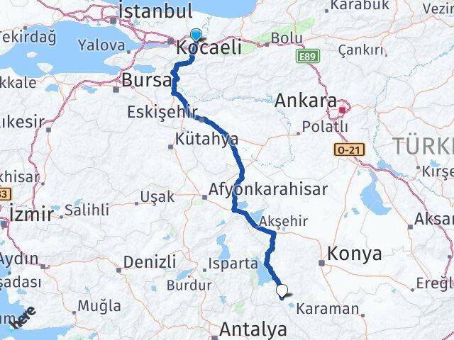 Sakarya Seydişehir Konya Arası Kaç Km - Yol Haritası