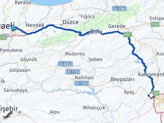 Sakarya Sincan Ankara Arası Kaç Km - Yol Haritası