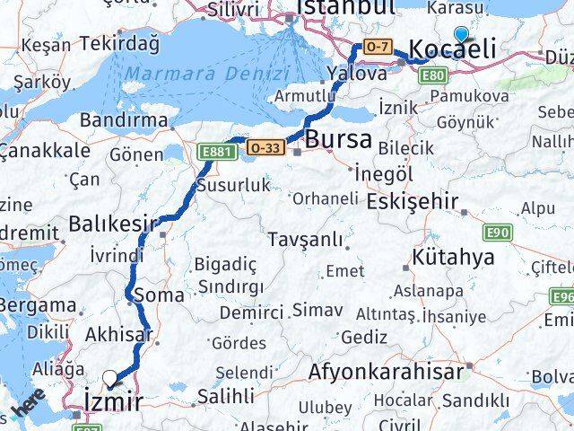 Sakarya Söğütlü Manisa Arası Kaç Km - Yol Haritası