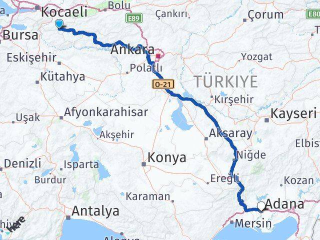 Sakarya Taraklı Adana Arası Kaç Km - Yol Haritası