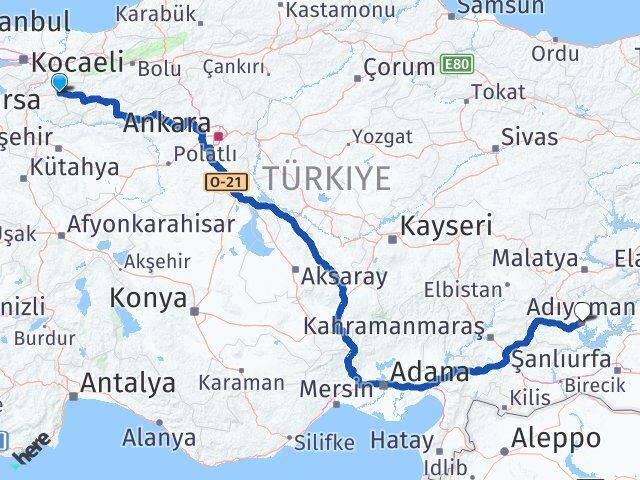 Sakarya Taraklı Adıyaman Arası Kaç Km - Yol Haritası