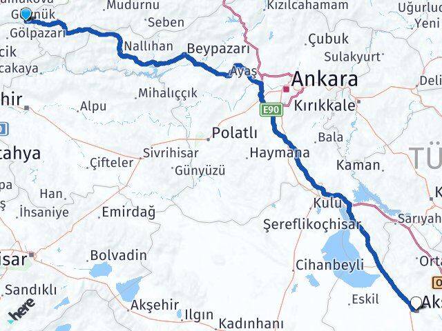 Sakarya Taraklı Aksaray Arası Kaç Km - Yol Haritası