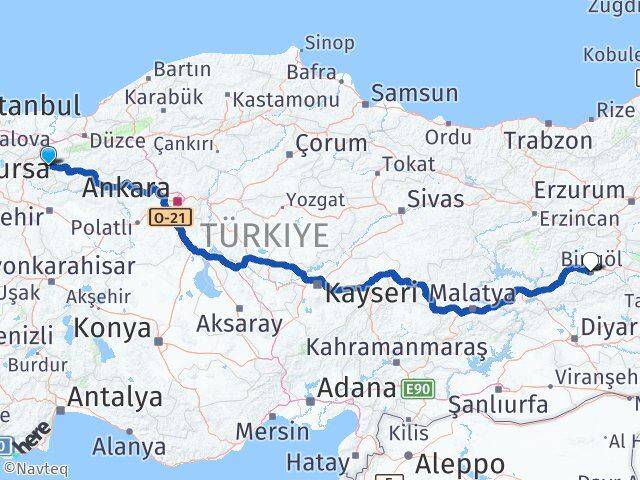 Sakarya Taraklı Bingöl Arası Kaç Km - Yol Haritası