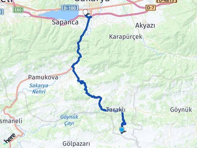 Hacıaliler Arifiye YHT Garı Arası Kaç Km - Yol Tarifi