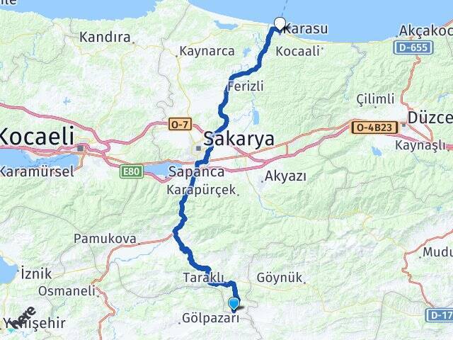 Hacıaliler Karasu Otogarı Arası Kaç Km - Yol Tarifi