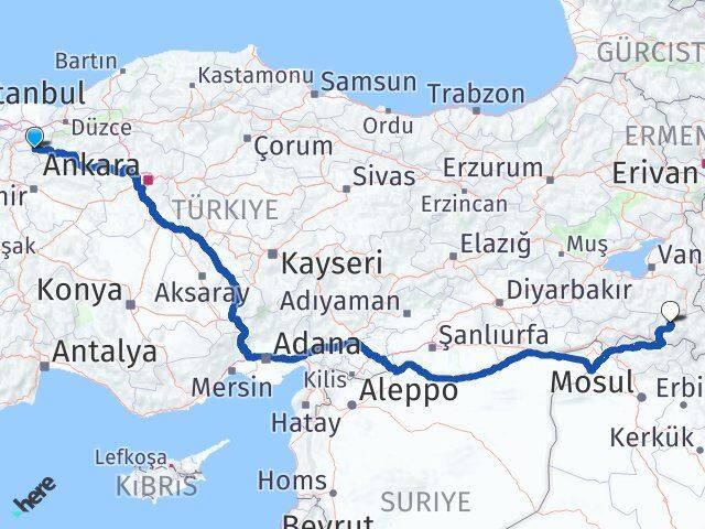 Sakarya Taraklı Hakkari Arası Kaç Km - Yol Haritası