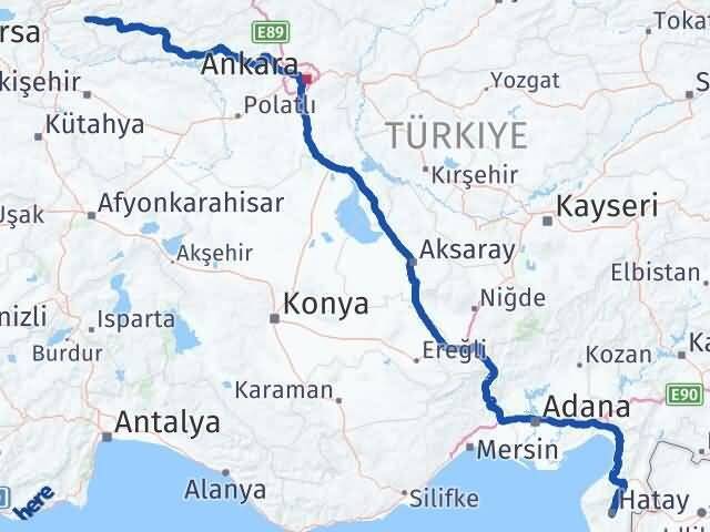 Sakarya Taraklı Hatay Arası Kaç Km - Yol Haritası