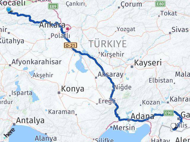 Sakarya Taraklı Kilis Arası Kaç Km - Yol Haritası