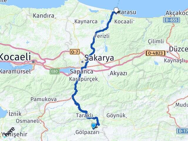 Pirler Karasu Otogarı Arası Kaç Km - Yol Tarifi