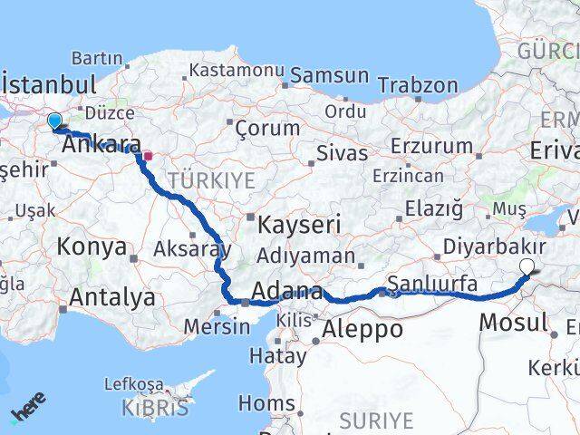 Sakarya Taraklı Şırnak Arası Kaç Km - Yol Haritası