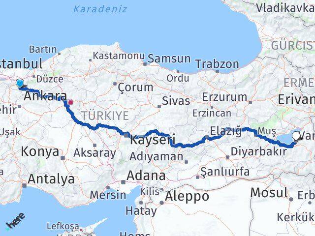 Sakarya Taraklı Van Arası Kaç Km - Yol Haritası