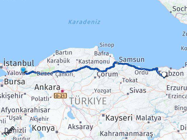 Sakarya Torul Gümüşhane Arası Kaç Km - Yol Haritası