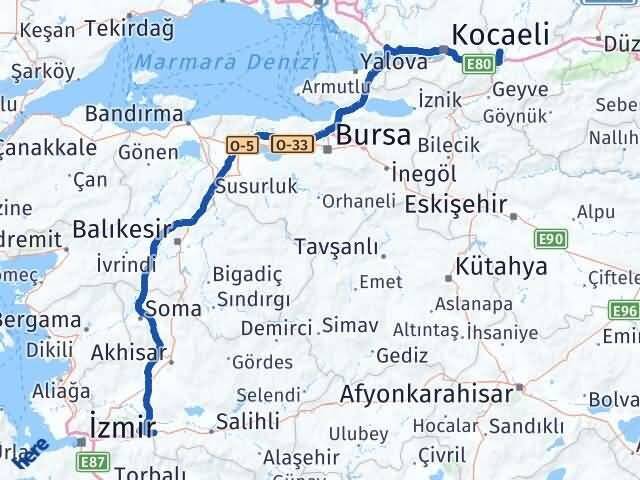 Sakarya Turgutlu Manisa Arası Kaç Km - Yol Haritası