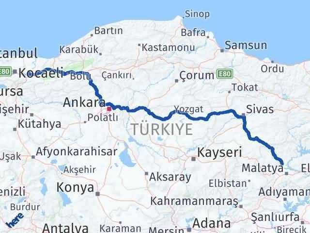 Sakarya Yazıhan Malatya Arası Kaç Km - Yol Haritası
