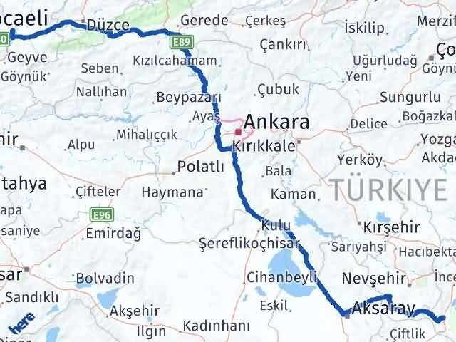 Sakarya Yeşilhisar Kayseri Arası Kaç Km - Yol Haritası