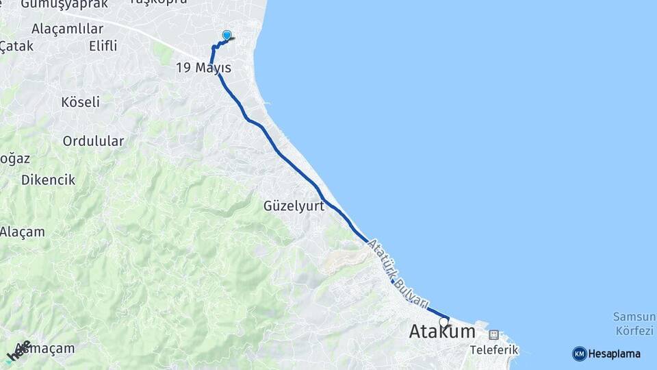 Ballıca Atakum Arası Kaç Km - Yol Tarifi