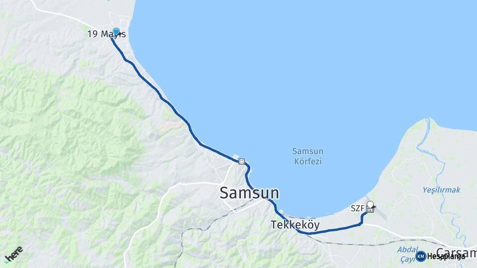 Engiz Çarşamba Havalimanı Arası Kaç Km - Yol Tarifi
