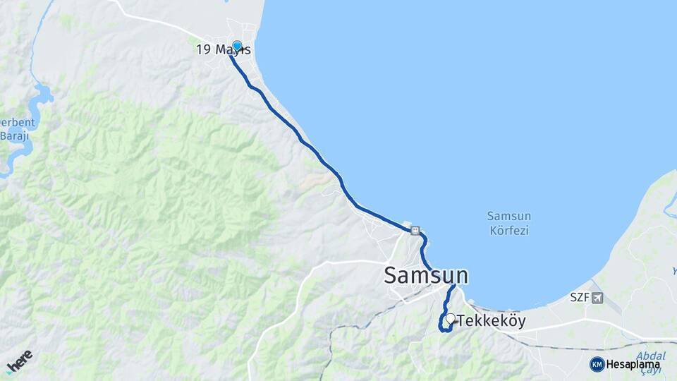 Engiz Samsun Üniversitesi Arası Kaç Km - Yol Tarifi