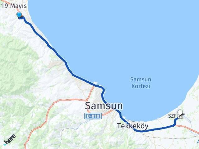 Yeşilova Çarşamba Havalimanı Arası Kaç Km - Yol Tarifi