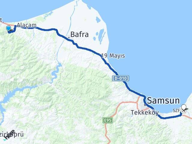 Bekiroğlu Çarşamba Havalimanı Arası Kaç Km - Yol Tarifi