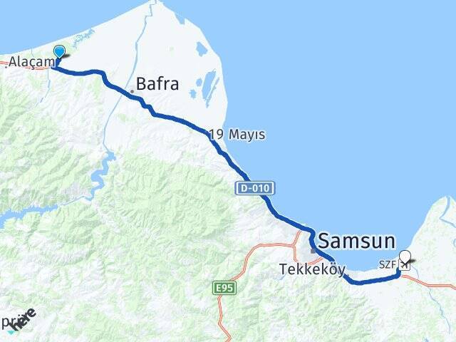 Habilli Çarşamba Havalimanı Arası Kaç Km - Yol Tarifi
