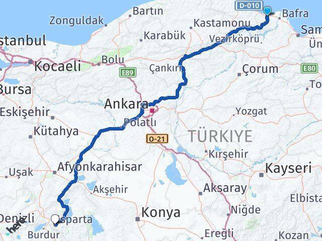 Alaçam Isparta Arası Kaç Km - Yol Tarifi