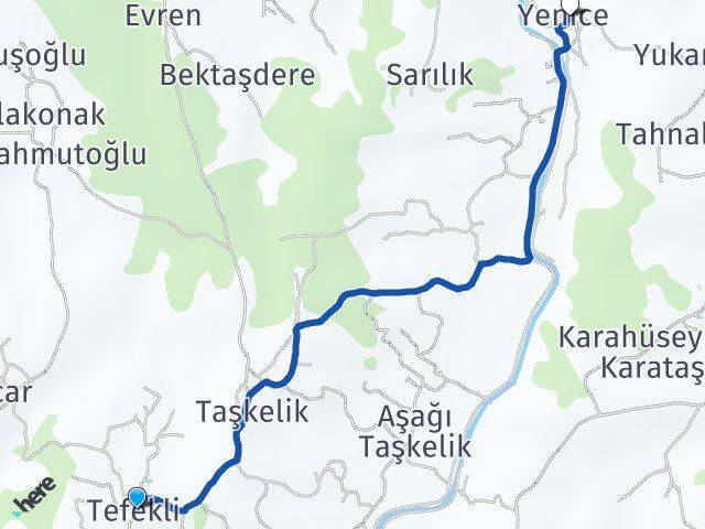 Tefekli Alaçam Arası Kaç Km - Yol Tarifi