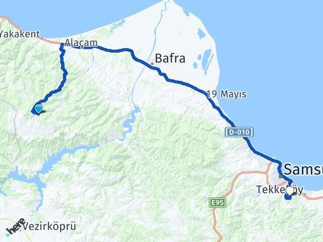 Yukarıısırganlı Samsun Üniversitesi Arası Kaç Km - Yol Tarifi