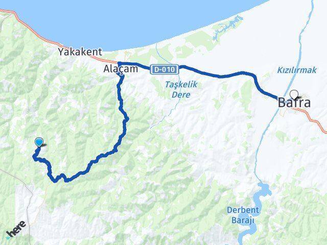 Yukarıkoçlu Bafra Arası Kaç Km - Yol Tarifi