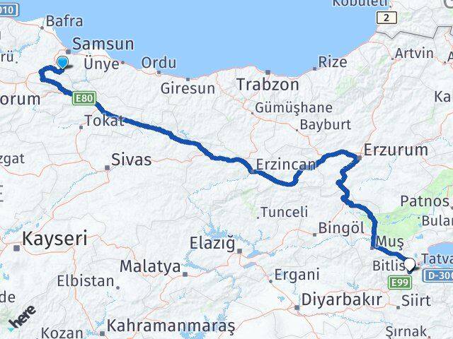 Asarcık Bitlis Arası Kaç Km - Yol Tarifi