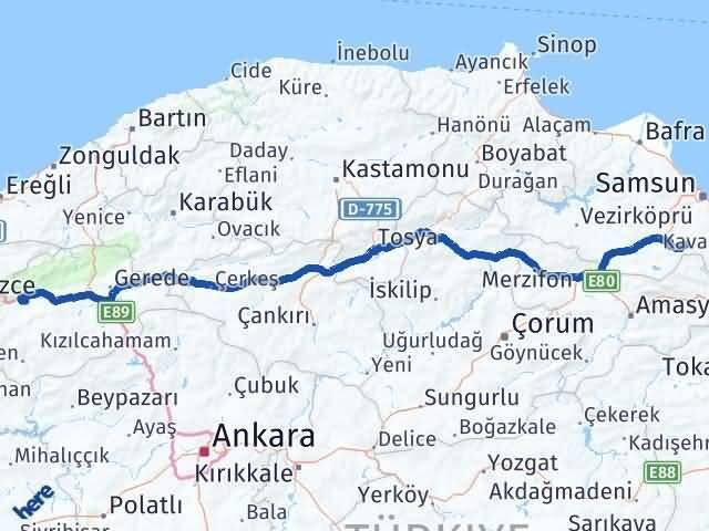 Samsun Asarcık Bolu Arası Kaç Km - Yol Haritası