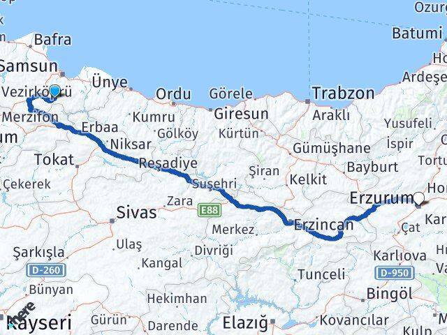 Asarcık Erzurum Arası Kaç Km - Yol Tarifi