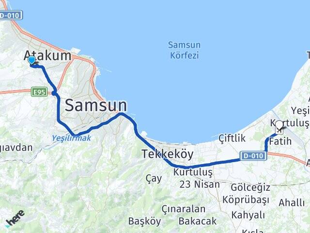 Balaç Çarşamba Havalimanı Arası Kaç Km - Yol Tarifi
