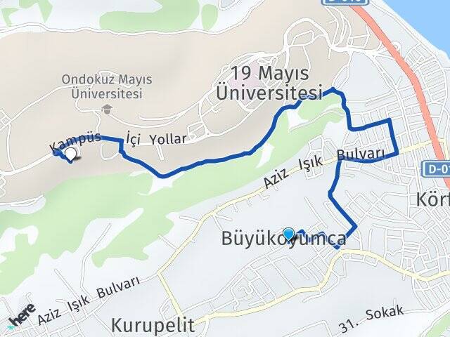 Büyükoyumca Ondokuz Mayıs Üniversitesi Arası Kaç Km - Yol Tarifi