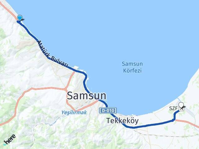 Çakırlar Yalı Çarşamba Havalimanı Arası Kaç Km - Yol Tarifi