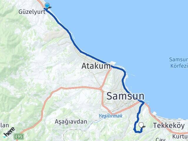 Çakırlar Yalı Samsun Üniversitesi Arası Kaç Km - Yol Tarifi