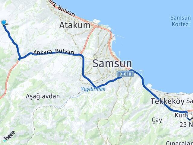 Sarıtaş Tekkeköy Otobüs Terminali Arası Kaç Km - Yol Tarifi