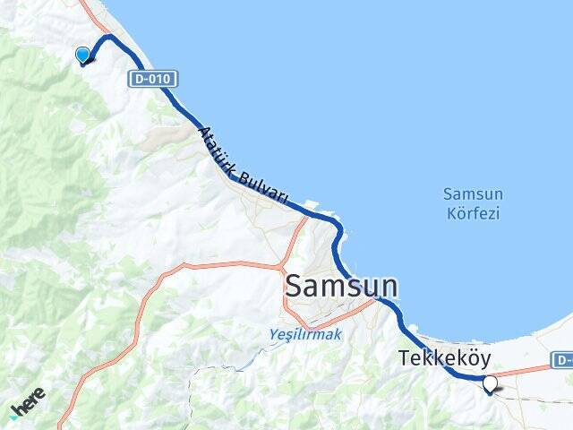 Taflan Tekkeköy Otobüs Terminali Arası Kaç Km - Yol Tarifi