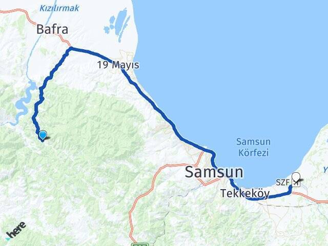 Ağcaalan Çarşamba Havalimanı Arası Kaç Km - Yol Tarifi