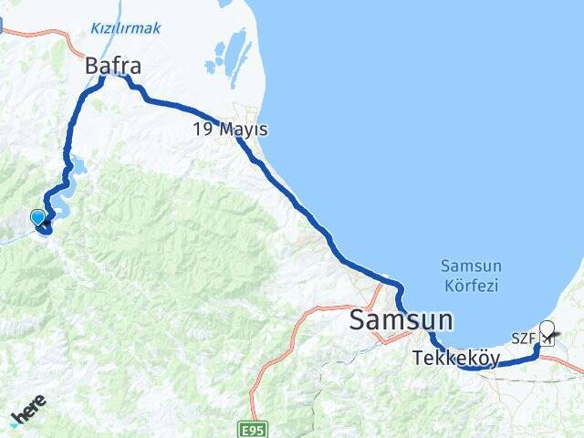 Asar Çarşamba Havalimanı Arası Kaç Km - Yol Tarifi