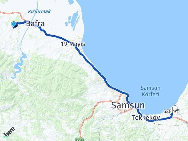 Barış Çarşamba Havalimanı Arası Kaç Km - Yol Tarifi
