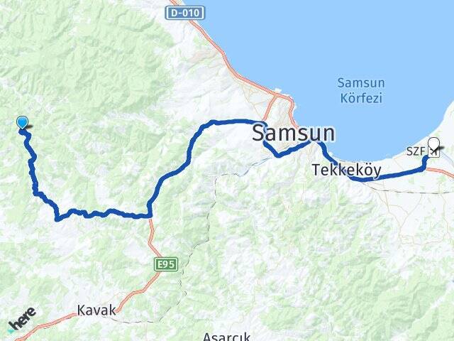 Başaran Çarşamba Havalimanı Arası Kaç Km - Yol Tarifi
