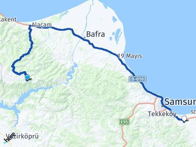 Başkaya Tekkeköy Otobüs Terminali Arası Kaç Km - Yol Tarifi