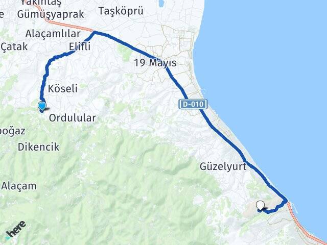 Çalköy Ondokuz Mayıs Üniversitesi Arası Kaç Km - Yol Tarifi