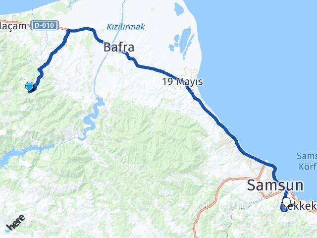 Çulhakoca Samsun Üniversitesi Arası Kaç Km - Yol Tarifi