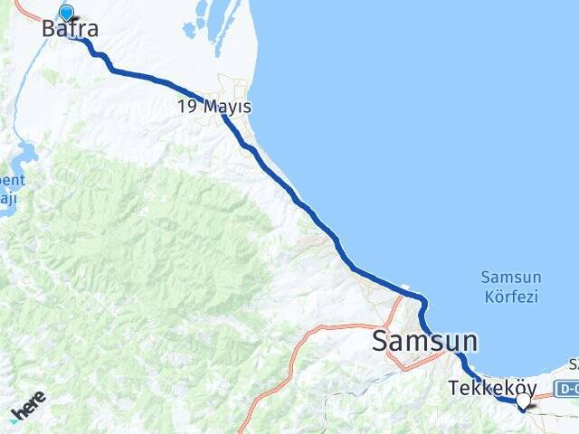Fatih Tekkeköy Otobüs Terminali Arası Kaç Km - Yol Tarifi