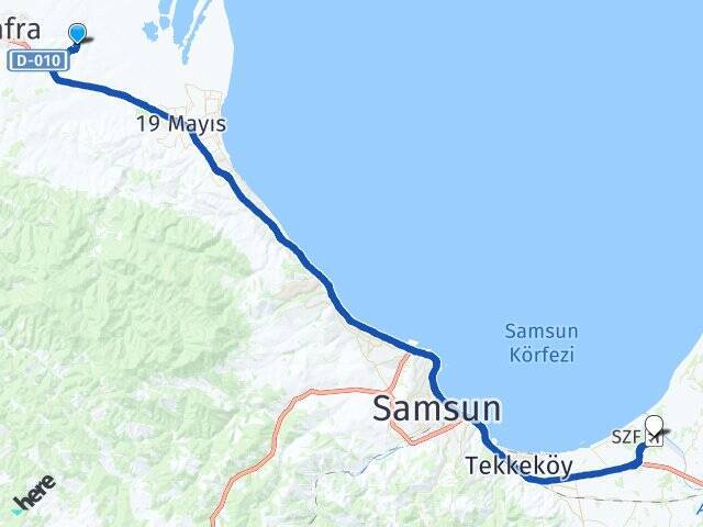 Gerzeliler Çarşamba Havalimanı Arası Kaç Km - Yol Tarifi