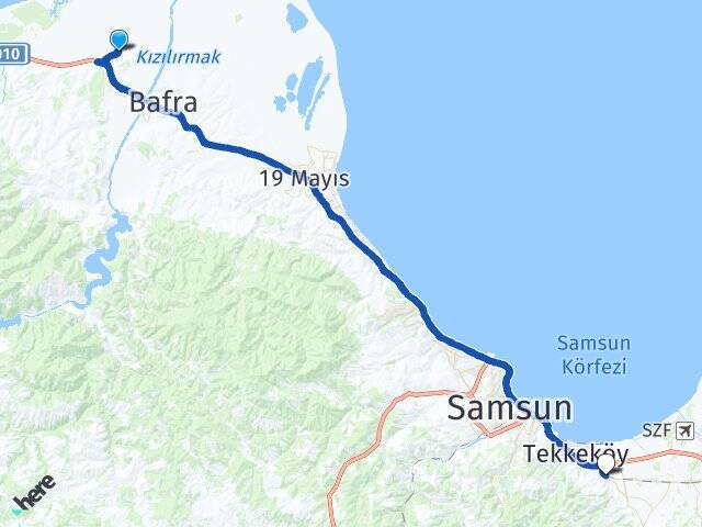 Harız Tekkeköy Otobüs Terminali Arası Kaç Km - Yol Tarifi
