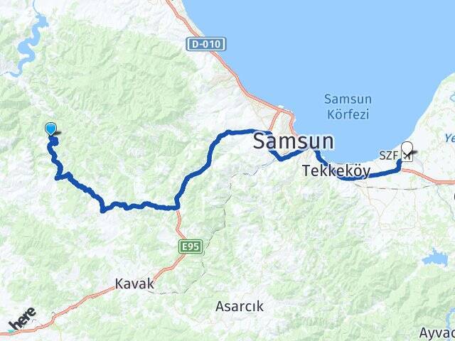 Meşelitürkmenler Çarşamba Havalimanı Arası Kaç Km - Yol Tarifi