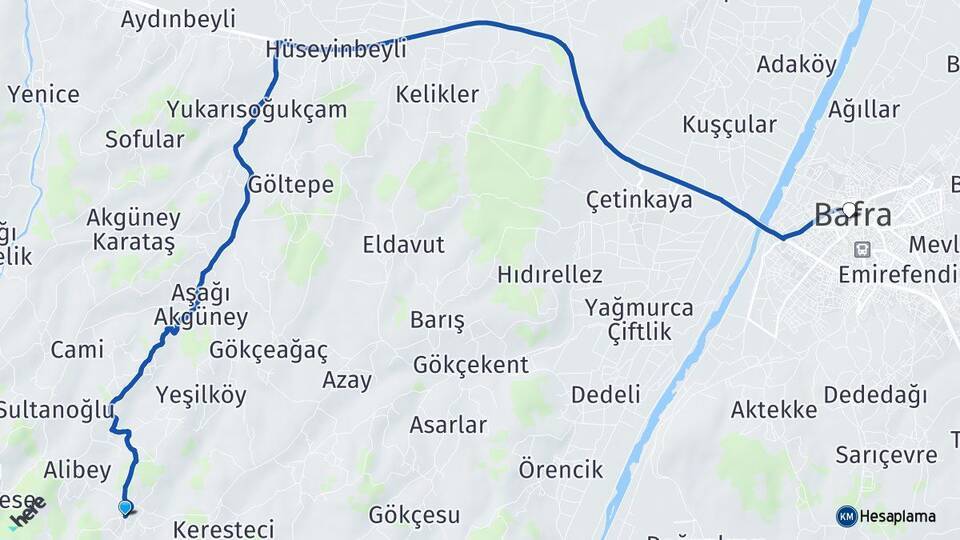 Müstecep Bafra Arası Kaç Km - Yol Tarifi